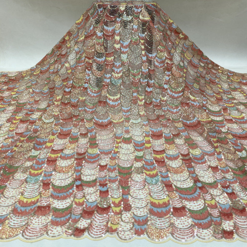 Iridescent Laminated Sequin Fabric for Evening Dresses