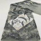Heavy Paisley Sequin & Bugle-Bead Embroidered Bridal Fabric — fabric photo 2