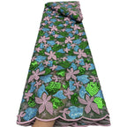 Multicolor Leaf & Sequin Embroidered Mesh Fabric – Per Yard — fabric photo 5