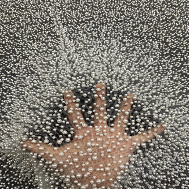Bubble-Bead Embroidered Bridal Fabric