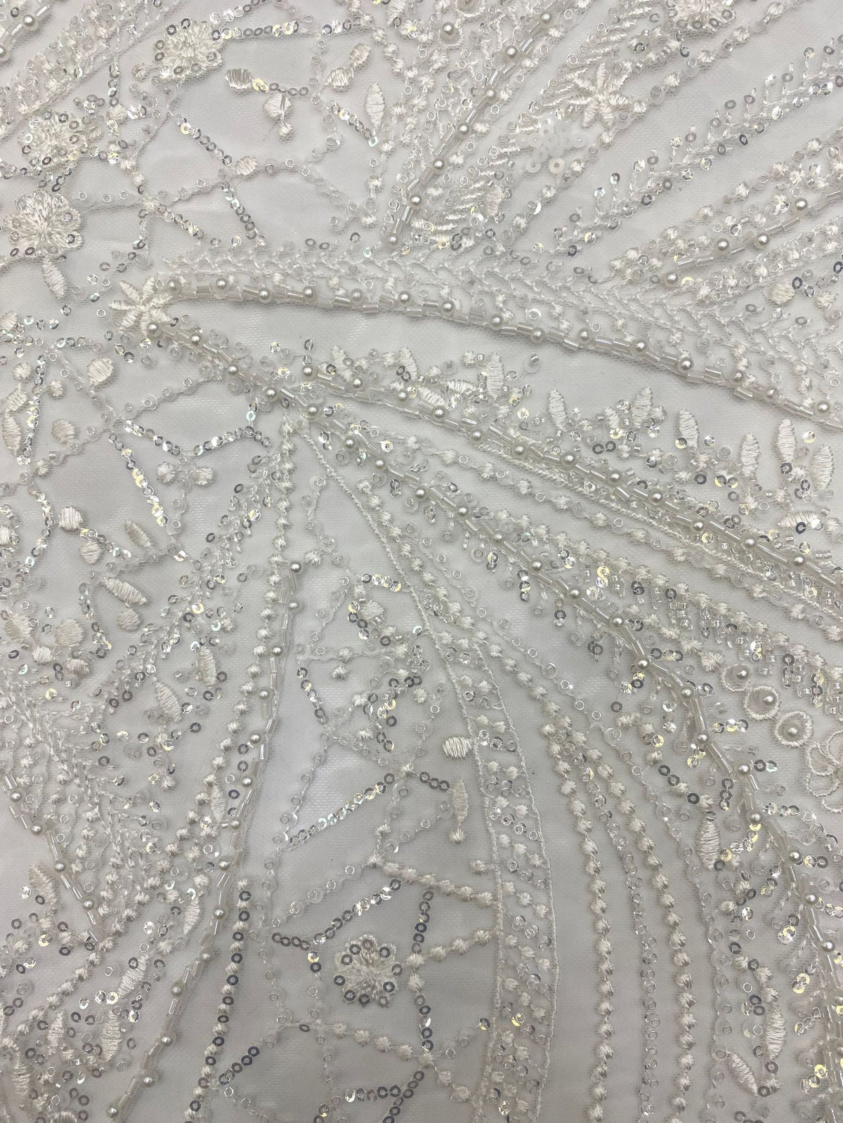 Decorative Bugle Foam Bead Sequin Bridal Fabric — fabric photo 5