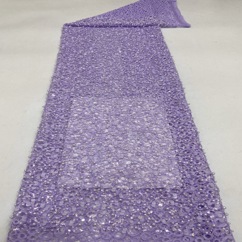 Lace-Base Raised Bead and Sequin Embroidered Fabric — fabric photo 3