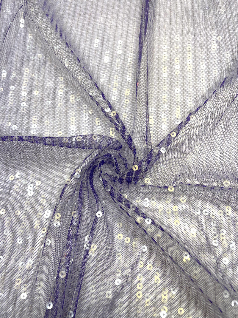 Multicolor Stripe Sequin Embroidered Mesh Fabric — fabric photo 3