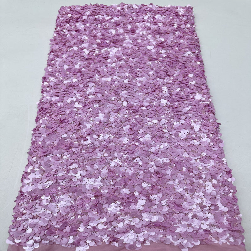 Heavy 5/7/9 mm Sequin Embroidered Bridal Fabric — fabric photo 4