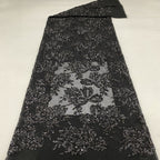 Botanical Sequin Embroidered Chiffon Fabric — fabric photo 2