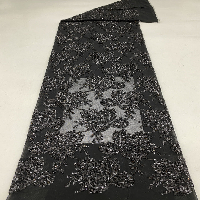 Botanical Sequin Embroidered Chiffon Fabric — fabric photo 2