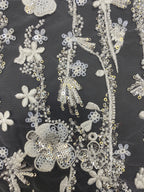 White-Core Bead & 3/4mm Sequin Bridal Fabric — fabric photo 3