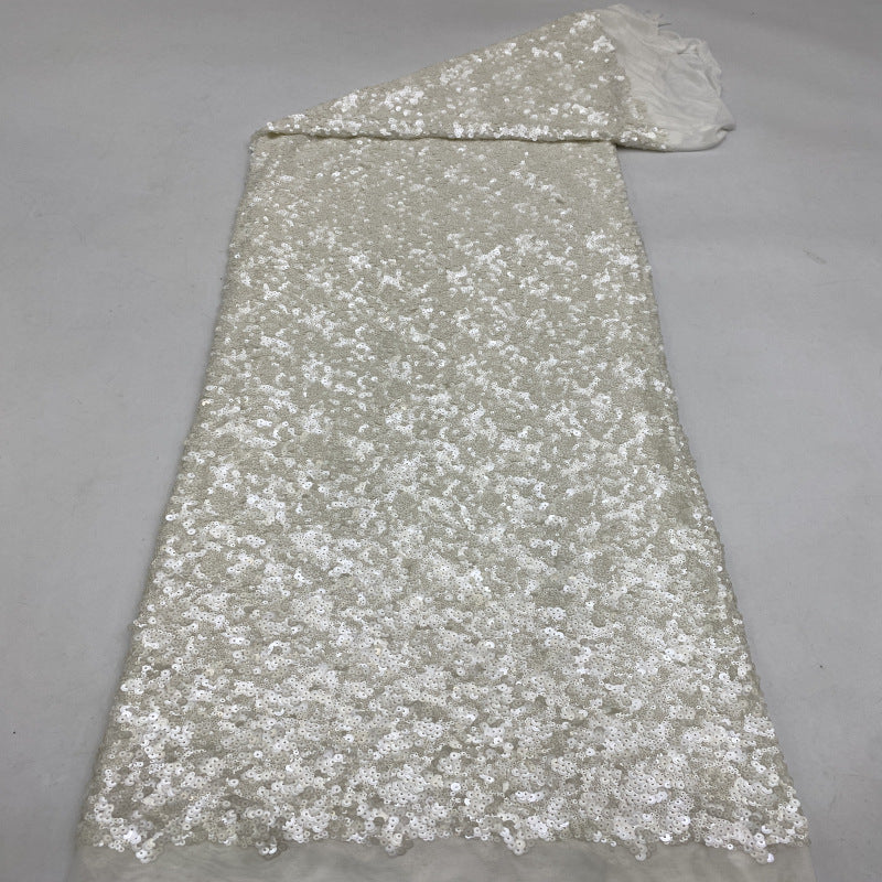 Fine Sequin Embroidered Stretch Mesh Fabric