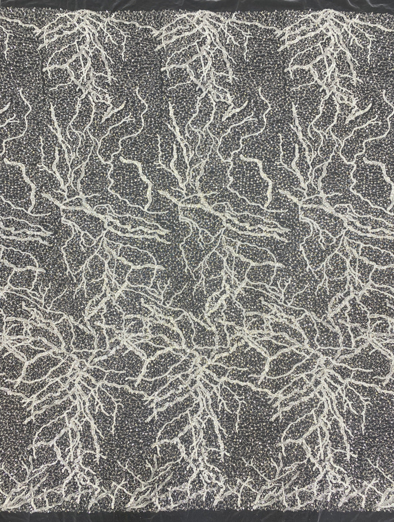 Heavy Sequin Embroidered Irregular Mesh Fabric