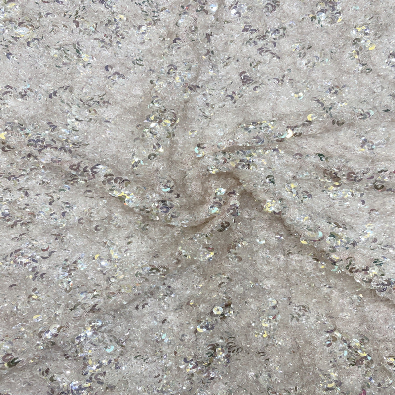 Dense 5mm Sequin Embroidered Stretch Mesh — fabric photo 2