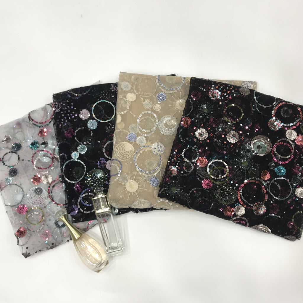 Sequin Embroidered Dressmaking Fabric