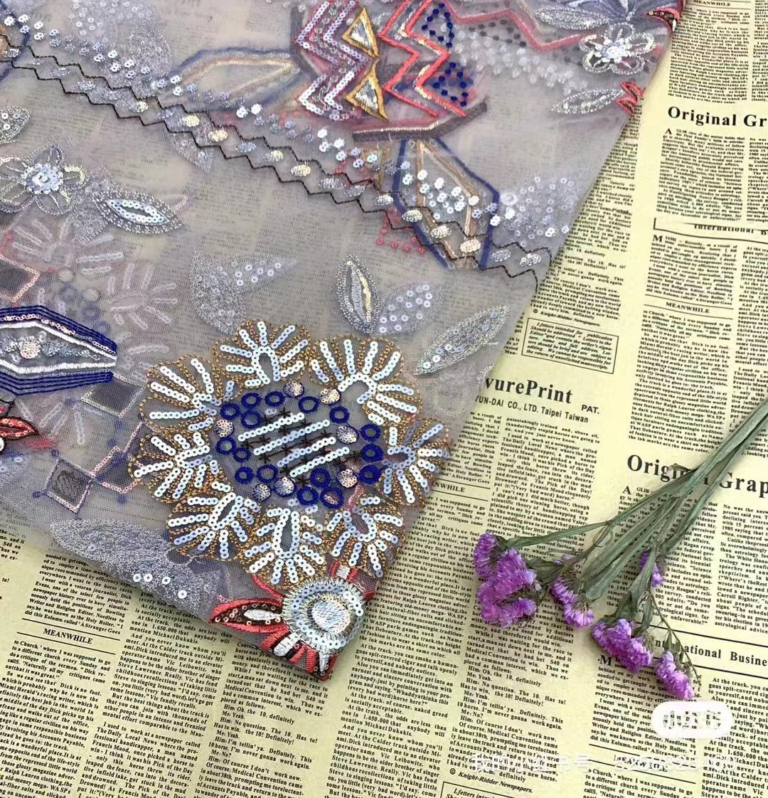 2/4 mm Sequin Embroidered Tulle Mesh Fabric — fabric photo 3