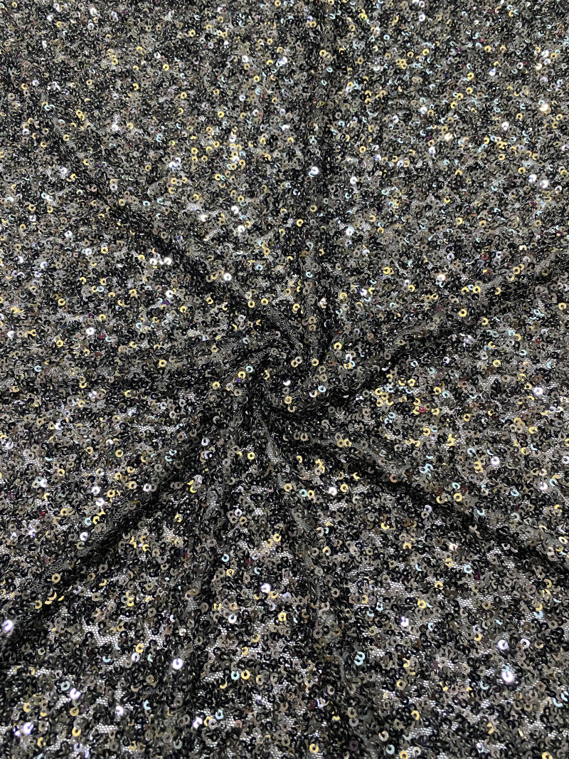 Multicolor 3 mm Sequin Embroidered Stretch Mesh Fabric — fabric photo 4