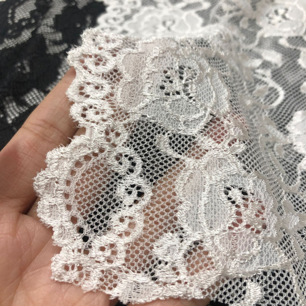 Leaf Double-Scallop Straight-Edge Stretch Lace Trim 22 cm — fabric photo 3