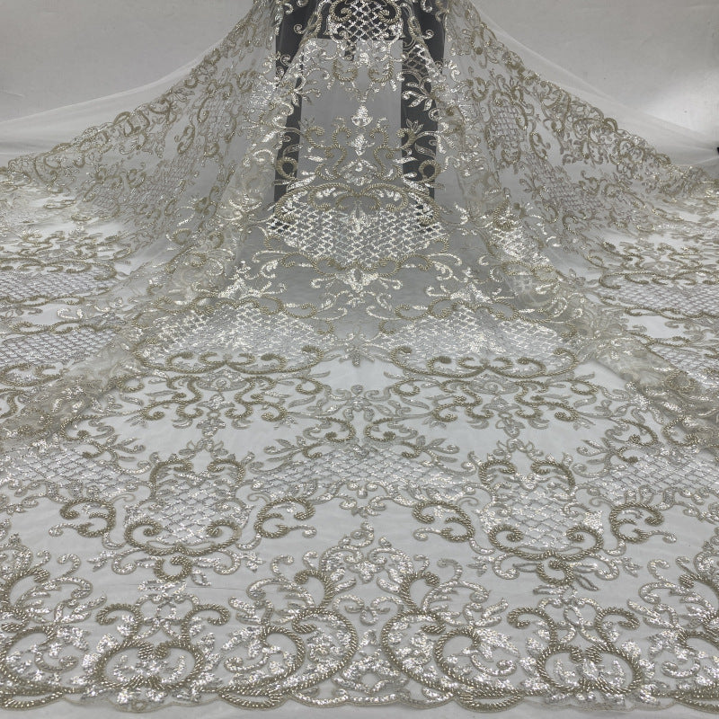 Sequin Embroidered Bridal Fabric – Design 49439