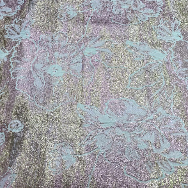 Metallic-Thread Embroidered Lace Fabric