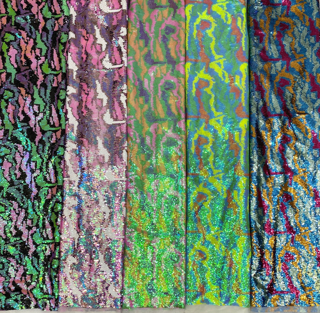 Multicolor Gradient 5 mm Sequin Embroidered Bridal Fabric — fabric photo 3