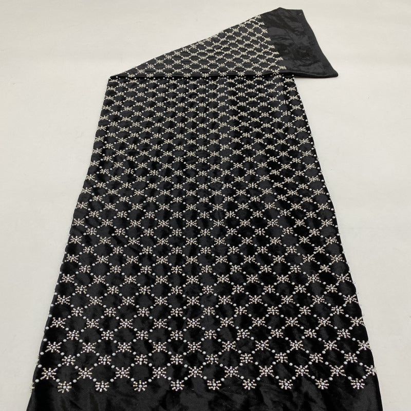 Velvet Diamond Motif Foam Bead Embroidery Fabric