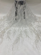 Silver-Filled Bead & Ivory Sequin Bridal Fabric — fabric photo 3