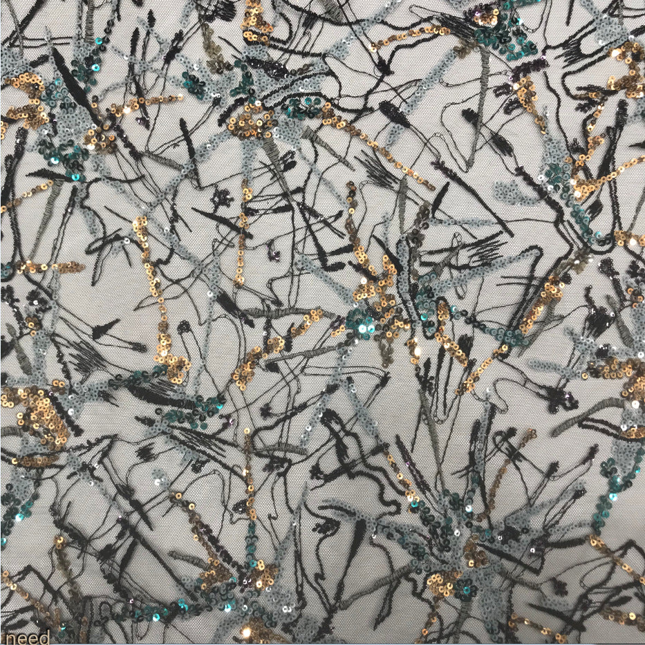 Fine Sequin Embroidered Bridal Fabric – Design 19871 — fabric photo 4