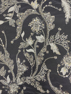 3D Floral Foam Bead Sequin Bridal Gown Fabric — fabric photo 3