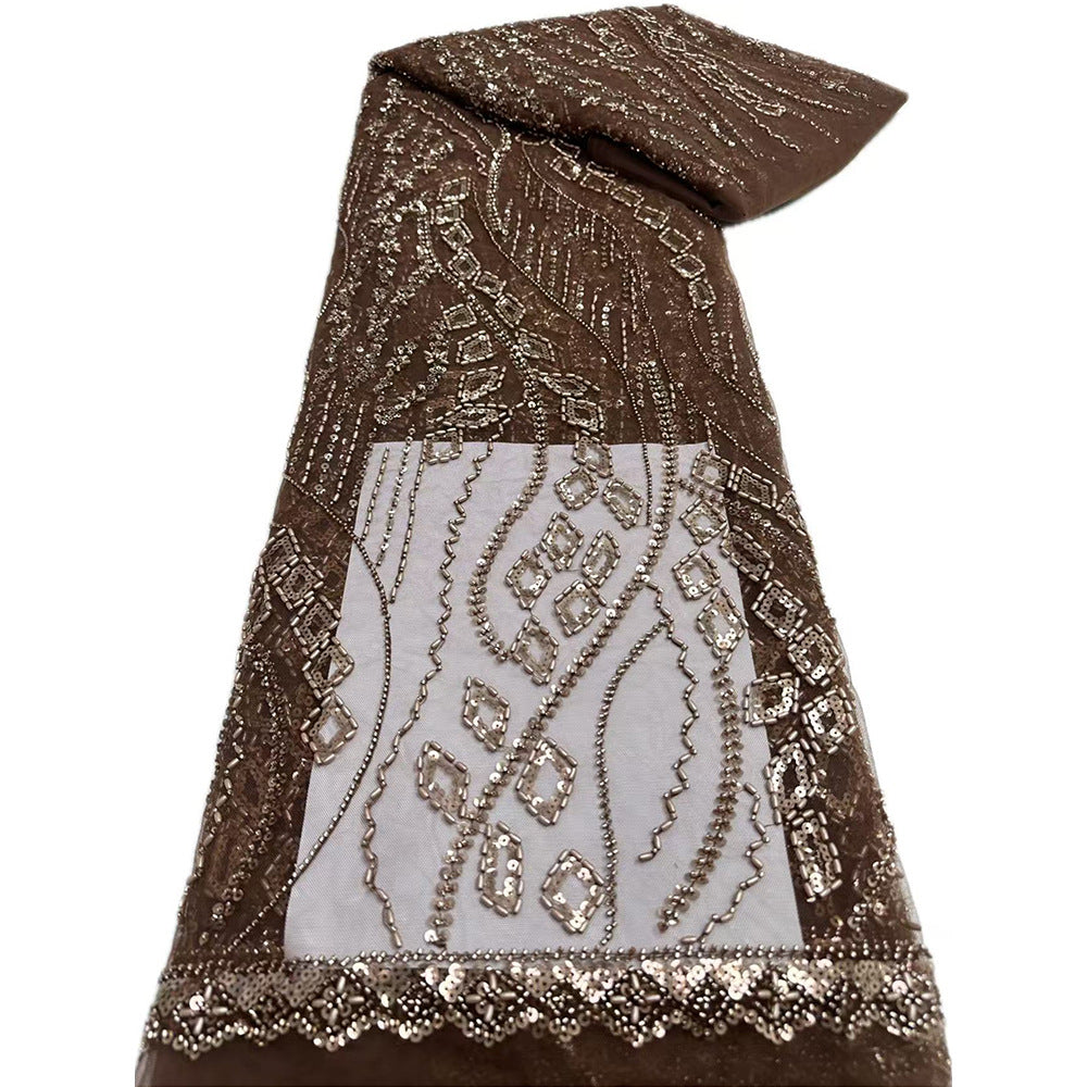French-Style Beaded Sequin Embroidered Mesh Lace – Per Yard — fabric photo 4