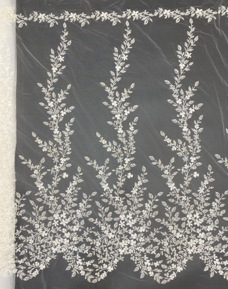 Botanical Foam Bead Sequin Wedding Fabric — fabric photo 6