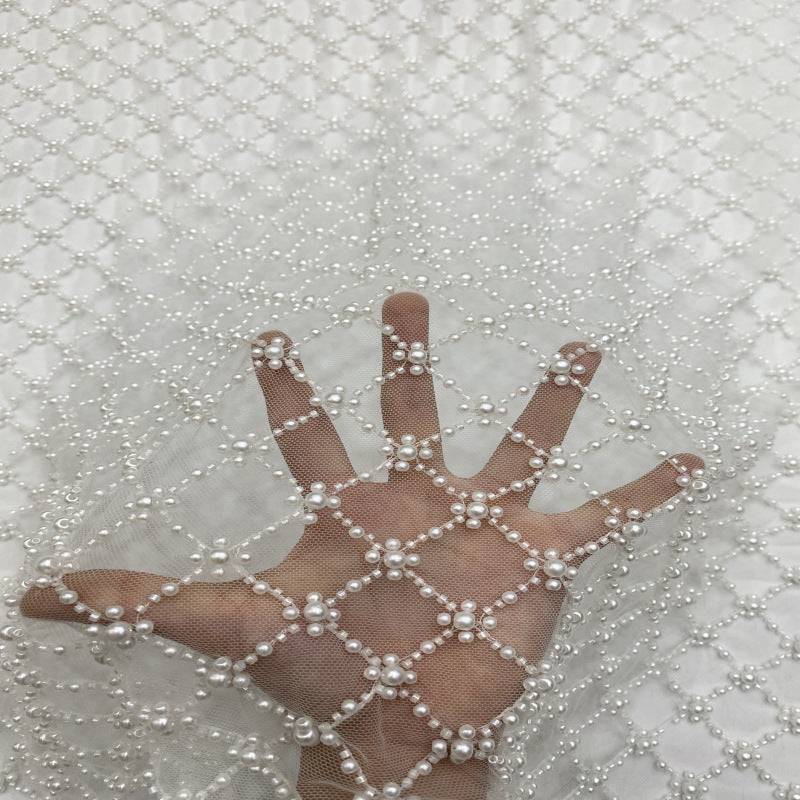 Diamond Bead & Foam Bead Embroidered Fabric