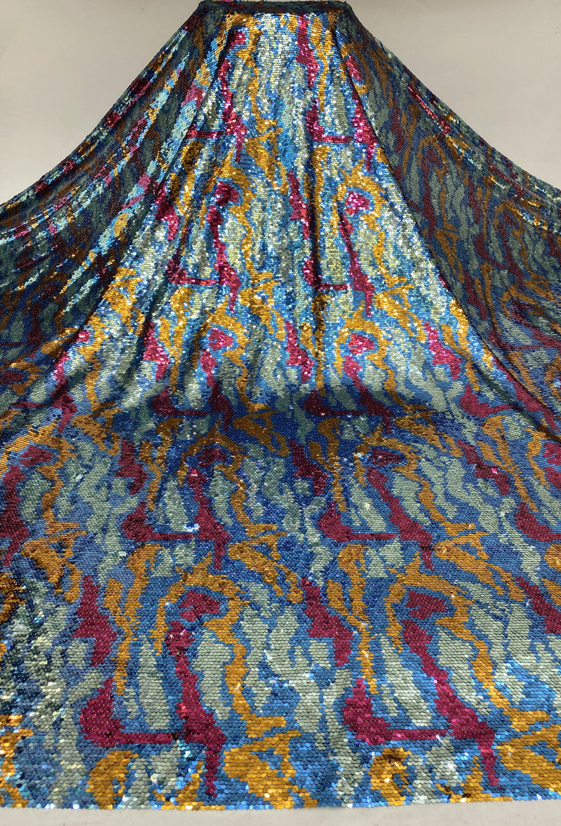 Multicolor Gradient 5 mm Sequin Embroidered Bridal Fabric — fabric photo 5