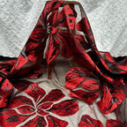 Floral Embossed Brocade Jacquard Organza Fabric — fabric photo 3