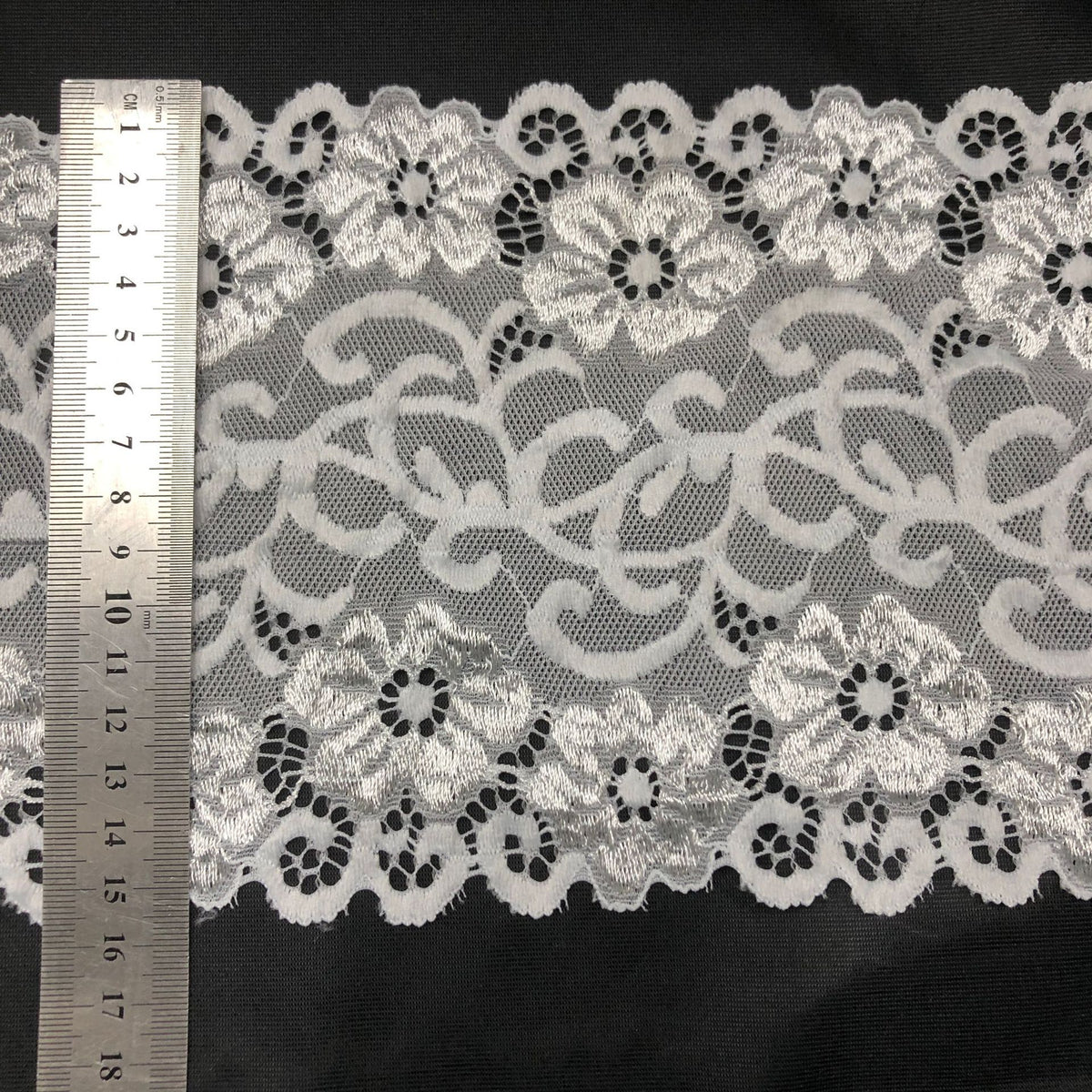 Single-Scallop Picot-Edge Stretch Nylon Lace Trim - 9257C