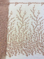 Floral Laser-Cut Bead & Sequin Bridal Fabric