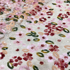 Multicolor Small Floral 5 mm Layered Sequin Embroidered Bridal Fabric — fabric photo 2