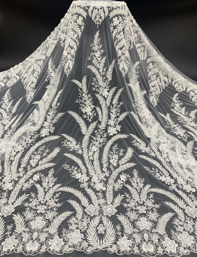 Foam Bead & 3/7mm Sequin Embroidered Fabric