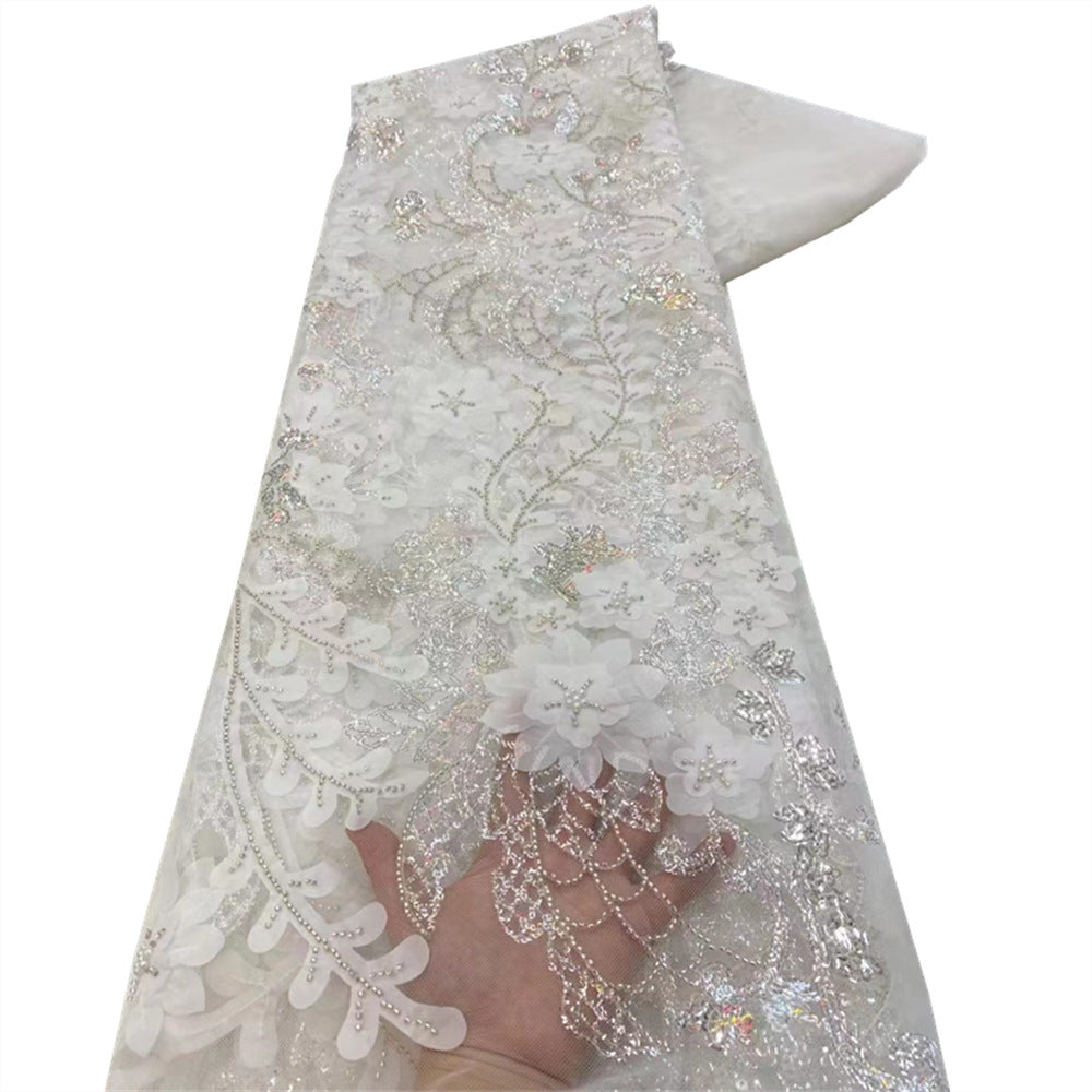 Bugle Bead Sequin Embroidered Mesh Lace — fabric photo 6