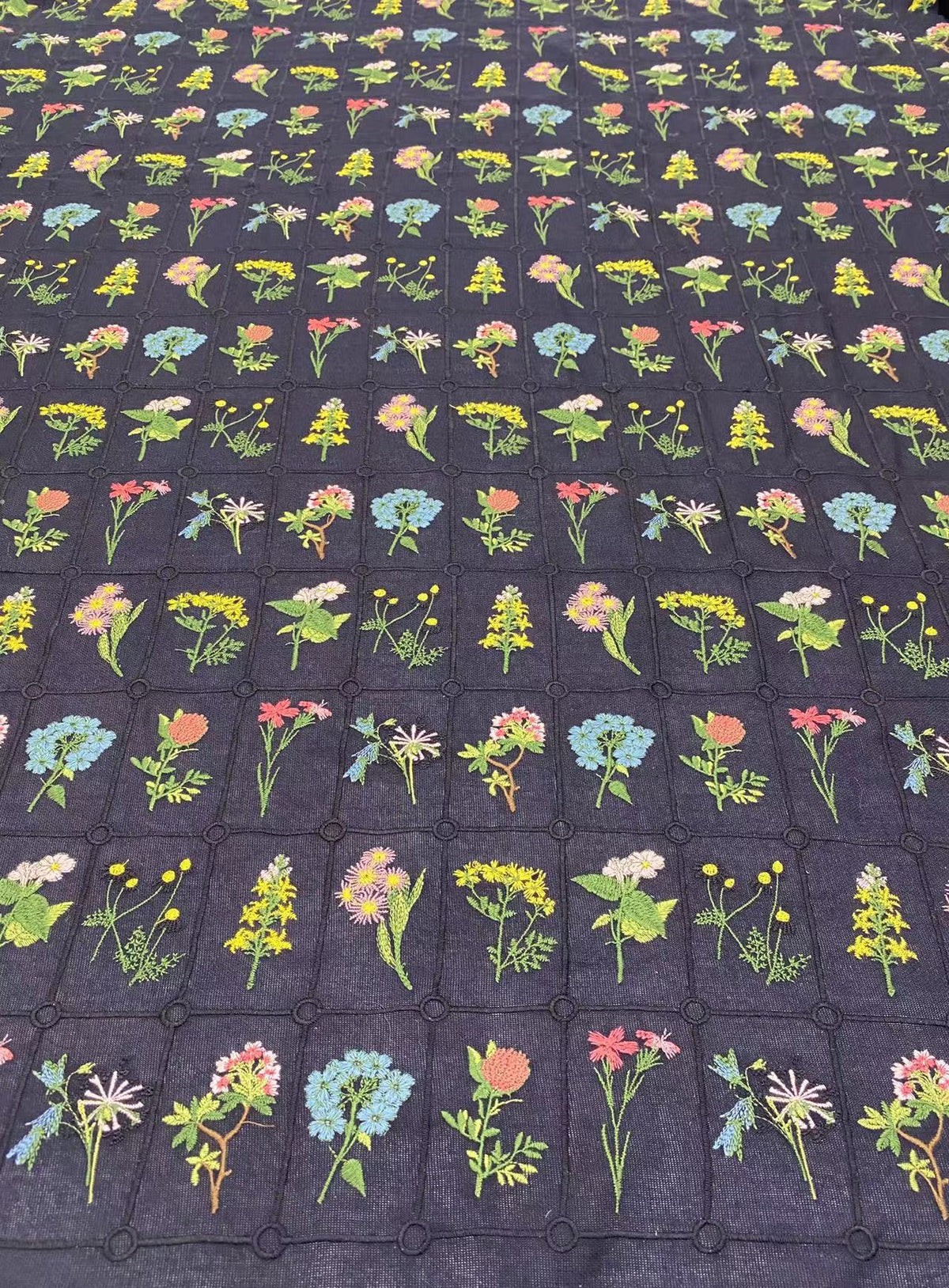 Multicolor Botanical Embroidery Fabric — fabric photo 3