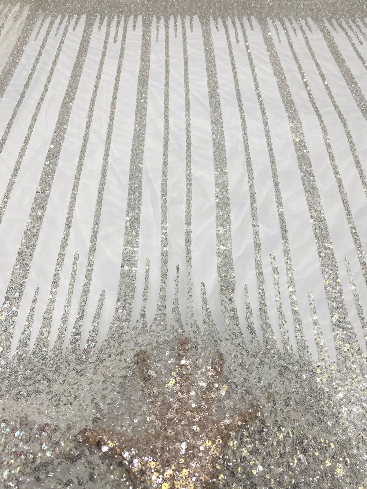 Silver Bead Crystal Embroidered Bridesmaid Fabric — fabric photo 4