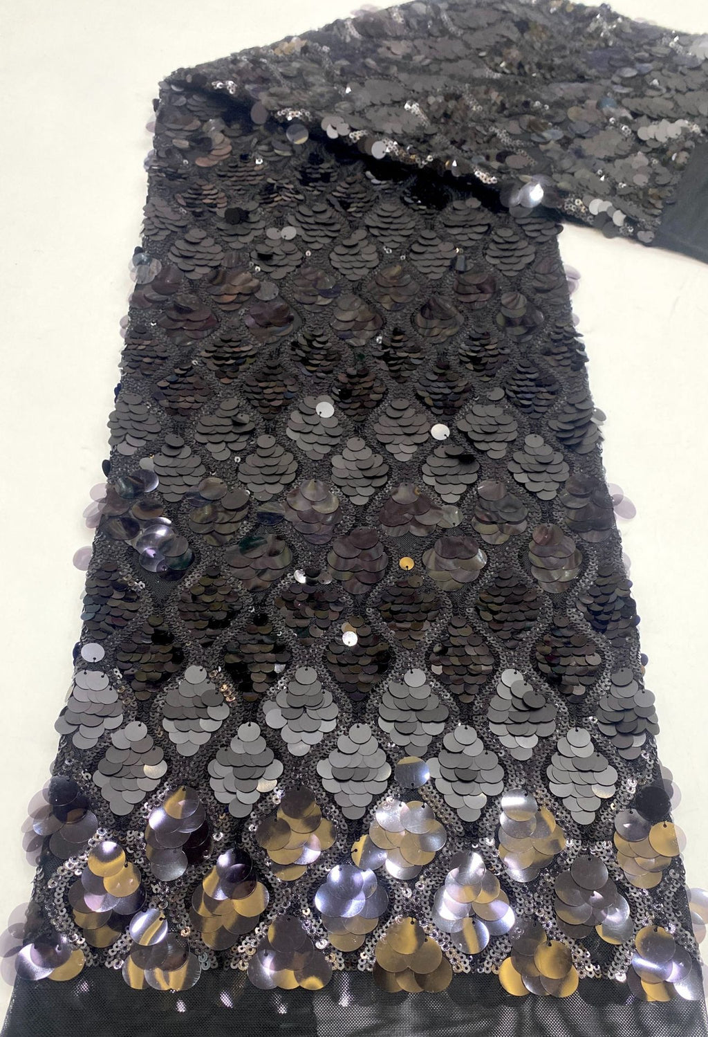 Heavy Multisize Sequin Embroidered Stretch Mesh — fabric photo 6
