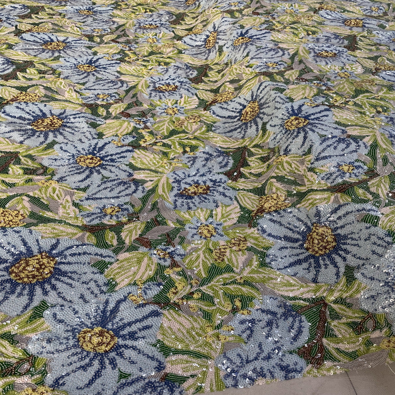 Floral Multicolor 3/4mm Sequin Dress Fabric — fabric photo 3