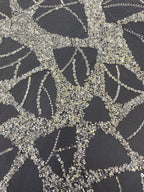 3/4 mm Crystal-Look Sequin & Silver-Bead Embroidered Bridal Fabric – Design 64831 — fabric photo 5
