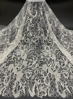 White-Core & Foam Bead Sequin Bridal Fabric
