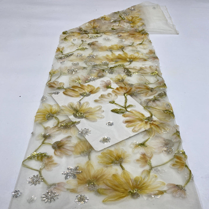 Printed Ribbon Bead Sequin Embroidery Fabric — fabric photo 5