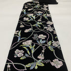 Velvet Embroidered Fabric with Beads and Sequins