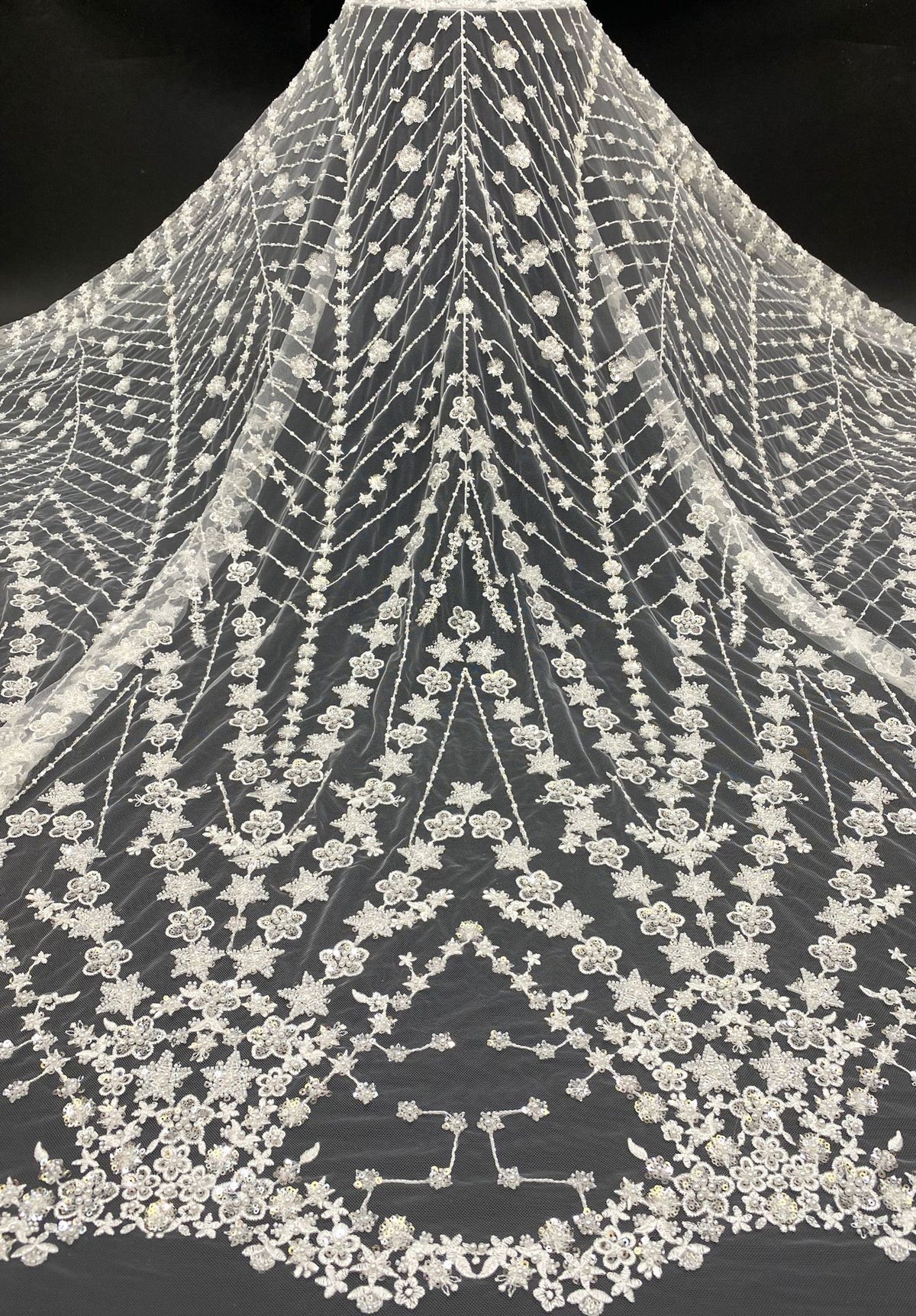 Botanical Foam Bead Embroidered Fabric with Sequins — fabric photo 6