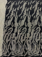 Heavy Diamond Grid 3/5 mm Crystal-Look Sequin & Triple-Bead Embroidered Bridal Fabric — fabric photo 4
