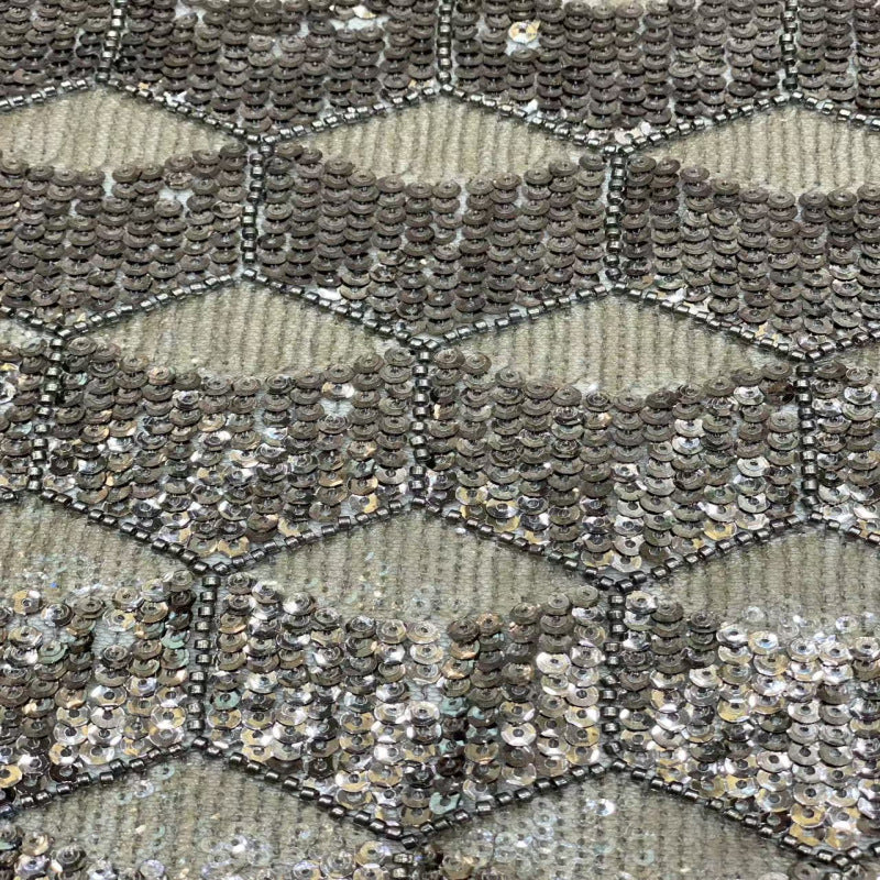 Gray Bead & 3/5mm Sequin Embroidery Fabric — fabric photo 3