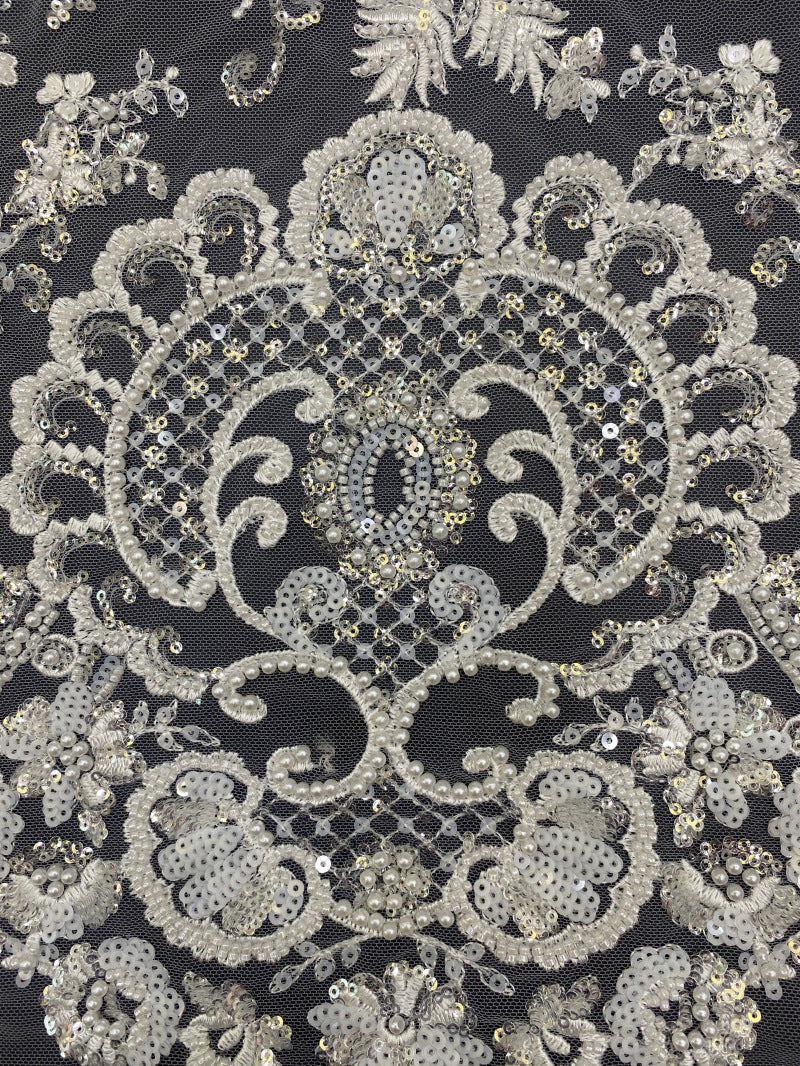 Court-Inspired Bead Sequin Embroidery Fabric — fabric photo 3