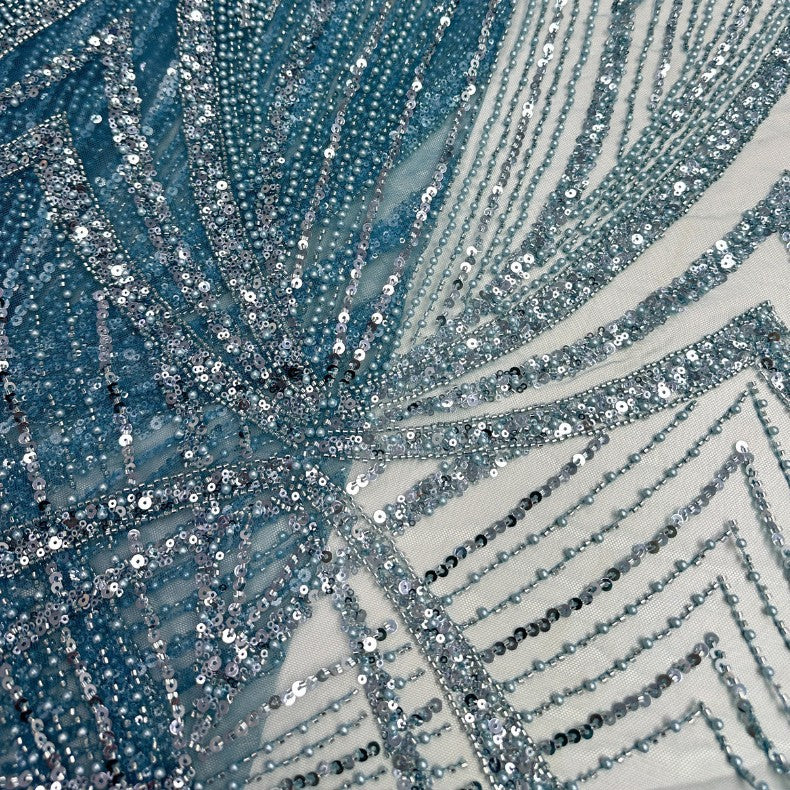 Sequin Embroidered French Lace Fabric — fabric photo 2