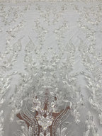 3D Floral Foam Bead & 3/4mm Sequin Embroidery Fabric — fabric photo 4