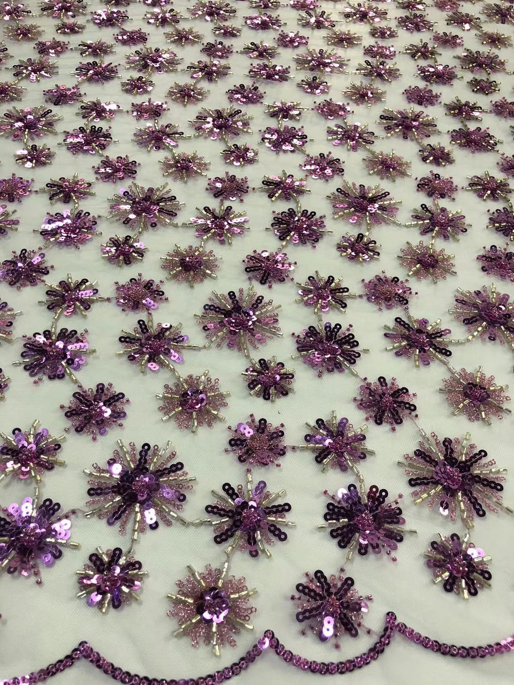 Tiny Floral Double-Bead & 3/5 mm Sequin Embroidery — fabric photo 4